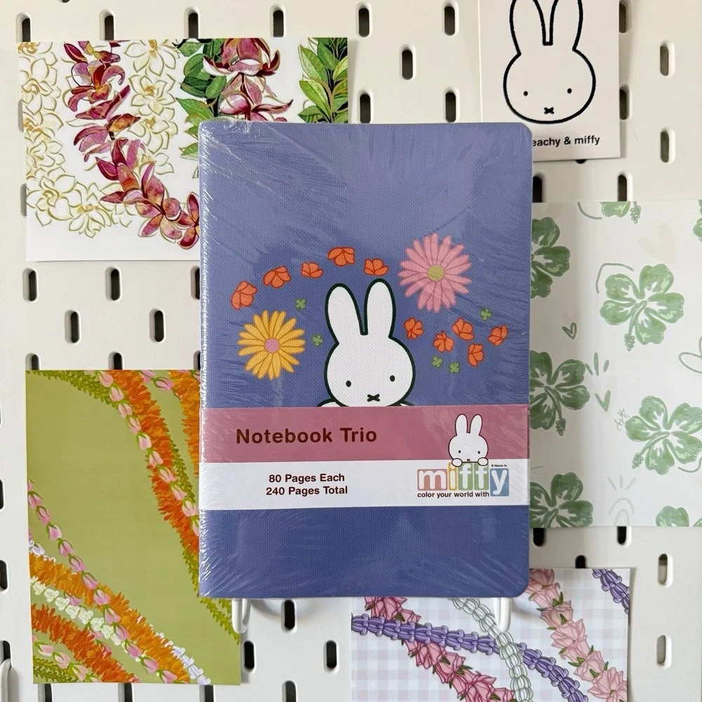 NEW Miffy Pink Green Floral Notebooks Trio 3 Pack Journals 80 Lined Pages Each